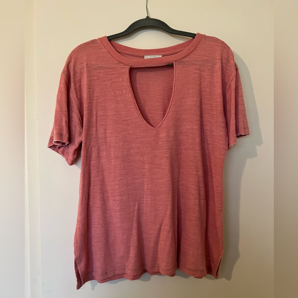 Lucky Brand Heather pink cut out top
